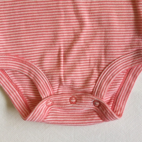 carter's coral striped cotton bodysuit diaper shirt 3 months baby girl - Picture 3 of 6